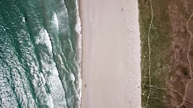 Ogna beach, J&aelig;ren Norway. top down view from drone