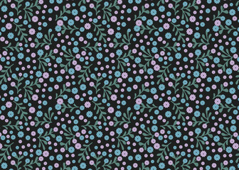 seamless pattern with blue flowers