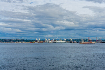 Fototapeta na wymiar Clouds Over Seattle Port