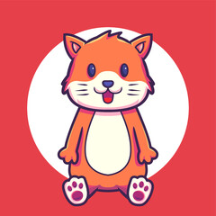 cute orange cat is sitting sweet. cartoon vector illustration