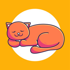 cute orange cat sleeping. cartoon vector illustration