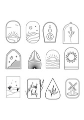 Set of frames with icons