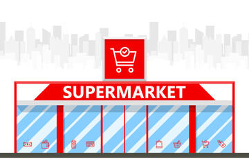 Supermarket building city urban landscape illustration vector