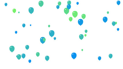 Balloons float in the air. Background with blue and green balloons. Wallpaper with geometric shapes.