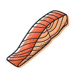 Salmon steak isolated on white background. Vector illustration of food.