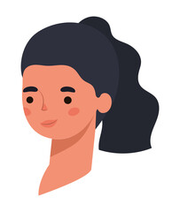 black hair woman cartoon head vector design