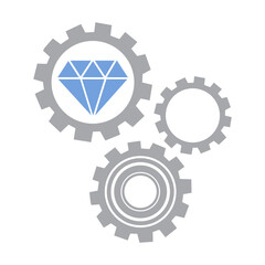 gears and blue diamond
