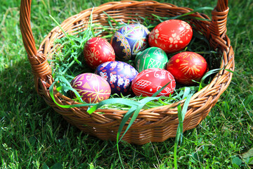Easter eggs in a basket