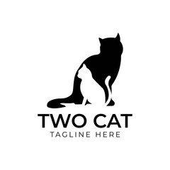 two cat cute pet logo icon vector illustration