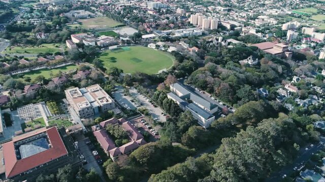 Drone skyview of Cape Town, Table Mountain, Devil's pick, UCT colleges, streets, cars, rush hour, shoot with Phantom 4 pro in 2018 South Africa
