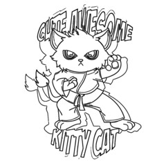 cute awesome kitty karate cat unisex tri blend hoodie design animals coloring book animals vector illustration