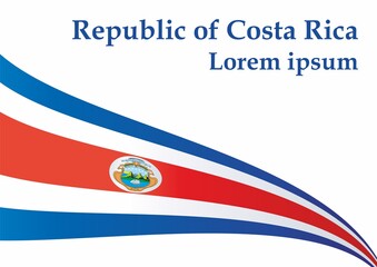 Flag of Costa Rica, Republic of Costa Rica. Bright, colorful vector illustration.