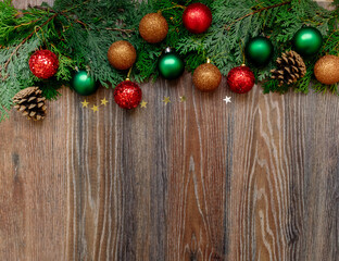 christmas decoration on wooden background