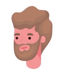 brown hair man cartoon with beard head vector design