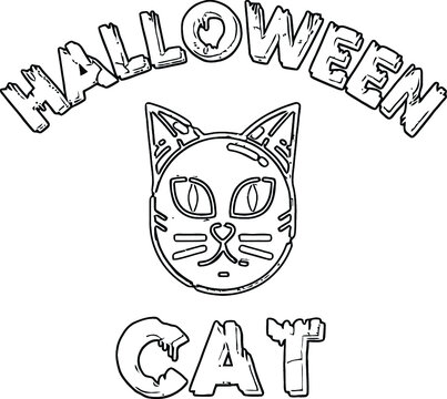 halloween cat cats creepy gift for kids face womens 5050 t design animals coloring book animals vector illustration.eps
