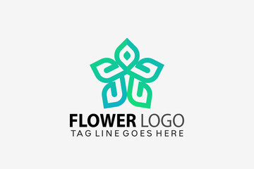 Obraz premium Flower Leaf Star Creative Logo Design Vector Illustration Template