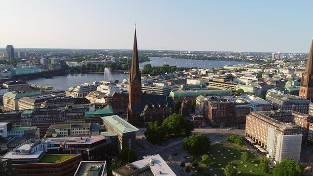 Hamburg City in Germany Arial View