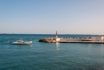 General view of a small recreational port on a sunny day