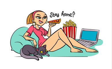 Obraz premium Cartoon style girl. Use it for life style poster or sticker creation. Vector illustration.