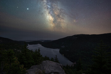 Milky Way Galaxy over Jordan Pond from North Bubble Rock in Acadia National Park