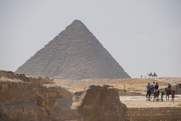 Panoramic view from Giza Desert, Architecture and historical place from Egypt, El Cairo 2018