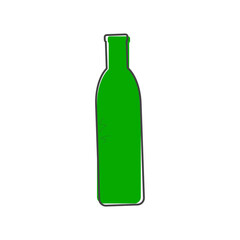 Bottle on cartoon style on white isolated background.