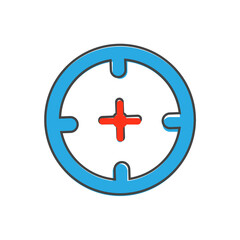 Fototapeta premium Vector icon target on cartoon style on white isolated background.