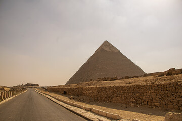 Panoramic view from Giza Desert, Architecture and historical place from Egypt, El Cairo 2018