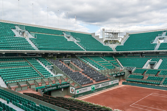 Stade Roland Garros ("Roland Garros Stadium") - tennis venue complex. It hosts French Open, also known as Roland Garros. Philippe Chatrier court. PARIS, FRANCE. September 20, 2015.