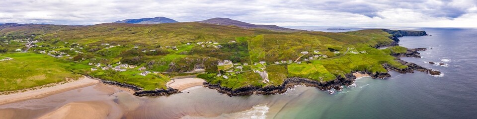 Fototapeta na wymiar Aerial view of wild coast by Glencolumbkille in County Donegal, Irleand.