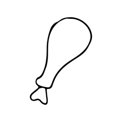 Doodle fried chicken leg illustration in vector. Hand drawn fried chicken leg illustration in vector. Doodle icon of fried chicken leg