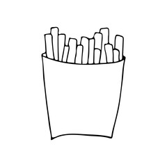 Doodle french fries illustration in vector. Hand drawn french fries illustration in vector. Doodle icon of french fries