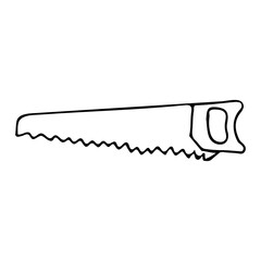 Doodle saw icon in vector. Hand drawn saw icon in vector. Doodle illustration of hand saw
