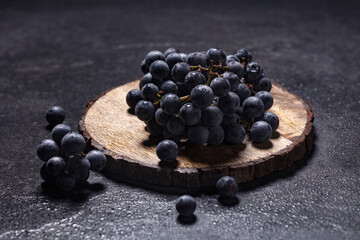 Concord Grapes on Wood Serving tray