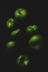 portrait of tomatillo, Mexican husk tomato, selective focus