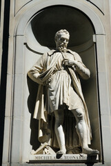 Statue of Michelangelo Buonarroti at the Uffizi Gallery