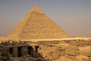 Panoramic view from Giza Desert, Architecture and historical place from Egypt, El Cairo 2018
