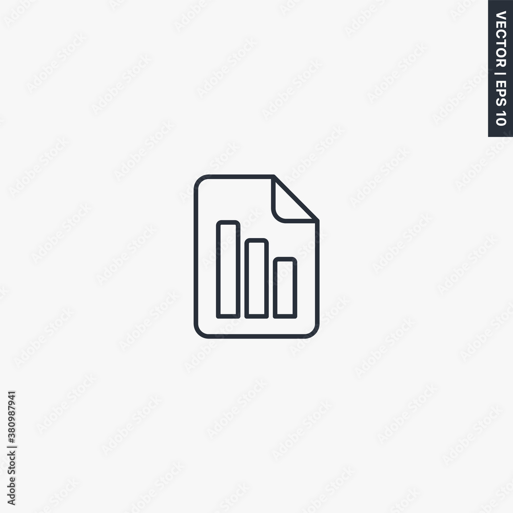 Poster report text file, linear style sign for mobile concept and web design