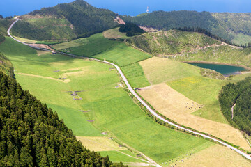 Agricultural fields and pastures in mountainous areas