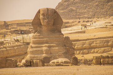 Panoramic view from Giza Desert, Architecture and historical place from Egypt, El Cairo 2018