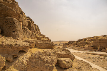 Panoramic view from Giza Desert, Architecture and historical place from Egypt, El Cairo 2018