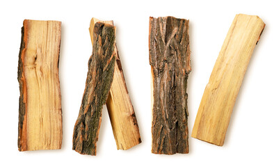 Set of firewood on a white background, isolated. The view from top © innafoto2017