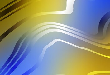 Light Blue, Yellow vector texture with curved lines.