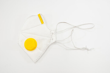 white respirator on a white background. Virus protection