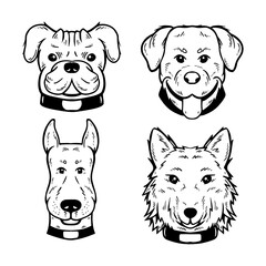 Set of dogs hand drawn