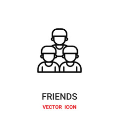 friends icon vector symbol. friends symbol icon vector for your design. Modern outline icon for your website and mobile app design.