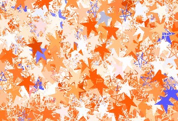 Light Brown vector background with colored stars.