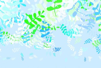 Light Blue, Green vector elegant template with leaves.