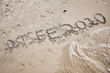 inscription on the beach