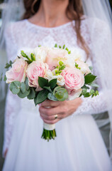 Obraz na płótnie Canvas pink roses bridal wedding boquet flowers 